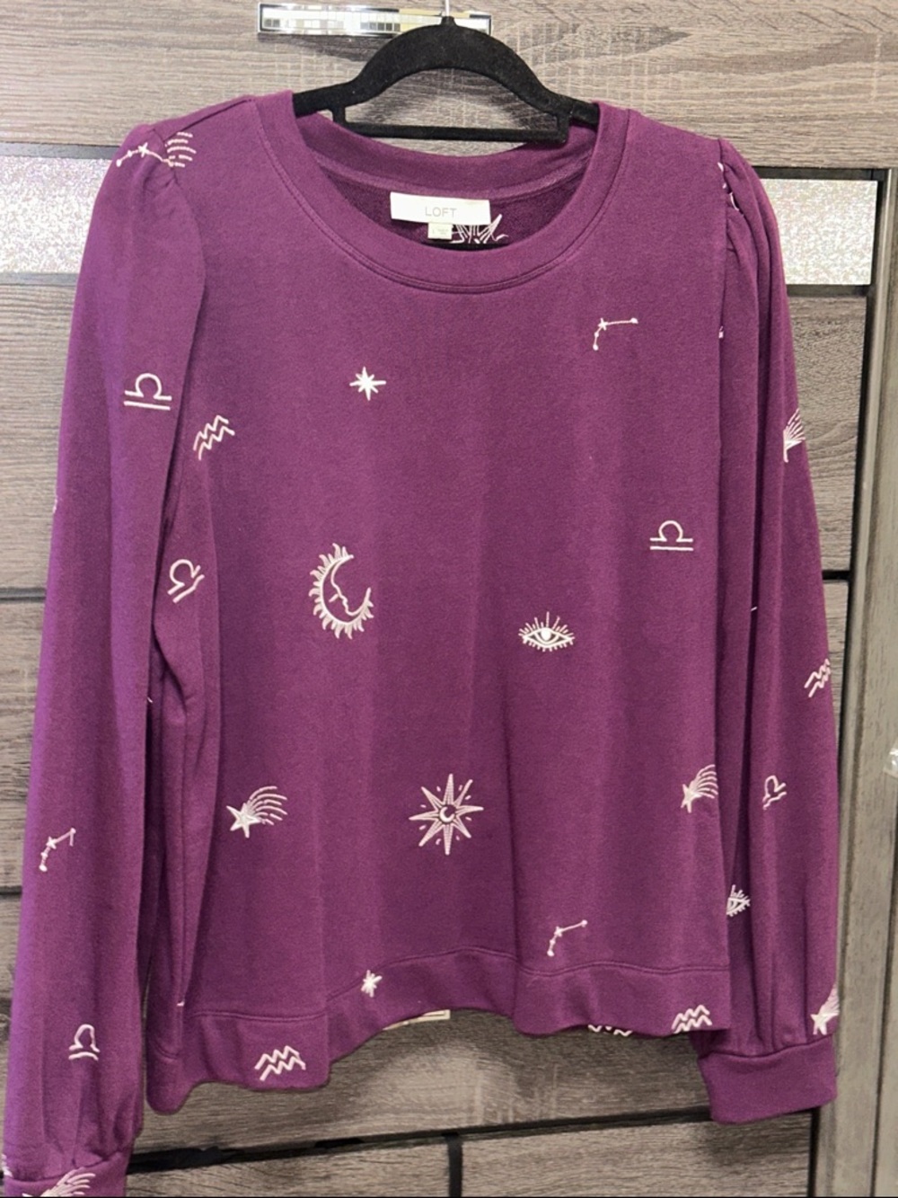 LOFT Purple Zodiac & Celestial Sweatshirt